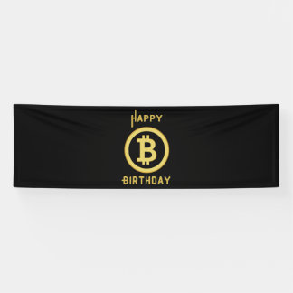 Happy Birthday Bitcoin Gold 2.5x8 Vinyl Banner