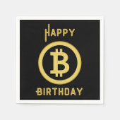 Happy Birthday Bitcoin Gold 3 Ply Napkins Serviette (Vorderseite)