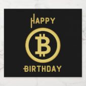Happy Birthday Bitcoin Gold Sparkling Weinkarte Schaumweinetikett (Einzelnes Label)