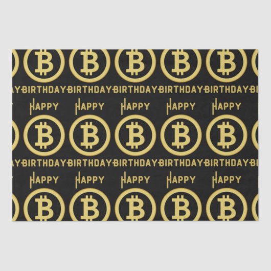 Happy Birthday Bitcoin Gold Tissue Paper Seidenpapier (Vorderseite)