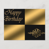 Happy Birthday Black and Gold Postkarte (Vorderseite)