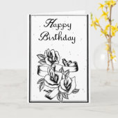 Happy Birthday Black and White Card Karte (Gelbe Blume)