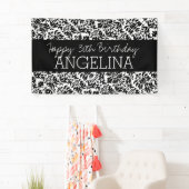 Happy Birthday Black and White Damask - Text Banner (Insitu)
