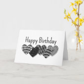 Happy Birthday Black and White Decorative Hearts Karte (Gelbe Blume)