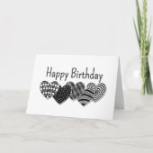 Happy Birthday Black and White Decorative Hearts Karte (Vorderseite)