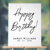 Happy Birthday Black and White Modern Script Acrylschild (Neutral)