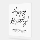 Happy Birthday Black and White Modern Script Acrylschild (Winkel)