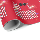 Happy Birthday Black Balloons und Sparklers Geschenkpapier (Rolleneckpunkt)