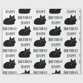 Happy Birthday Black Cat CARTOON Wrapping Paper Geschenkpapier (Flach)