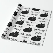 Happy Birthday Black Cat CARTOON Wrapping Paper Geschenkpapier (Ungerollt)