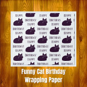 Happy Birthday Black Cat CARTOON Wrapping Paper Geschenkpapier