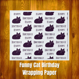 Happy Birthday Black Cat CARTOON Wrapping Paper Geschenkpapier