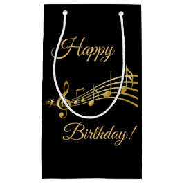 Happy Birthday Black Gold Musiknoten Kleine Geschenktüte