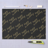 Happy Birthday Black Gold Script Seidenpapier (Handwerk)