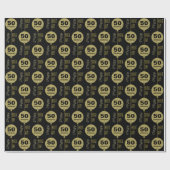 Happy Birthday Black Gold Wrapping Paper Geschenkpapier (Flach)