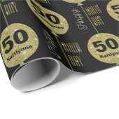 Happy Birthday Black Gold Wrapping Paper Geschenkpapier (Rolleneckpunkt)