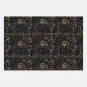 Happy Birthday Black Gold Wrapping Paper Geschenkpapier Set (Vorderseite 2)