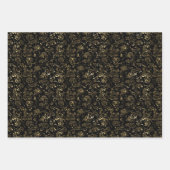 Happy Birthday Black Gold Wrapping Paper Geschenkpapier Set (Vorderseite)