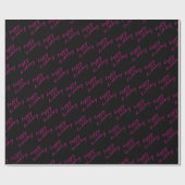 Happy Birthday Black Hot Pink Wrapping Paper Geschenkpapier (Flach)