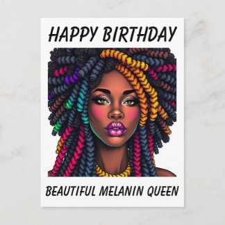 Happy Birthday black melanin woman birthday card Postkarte