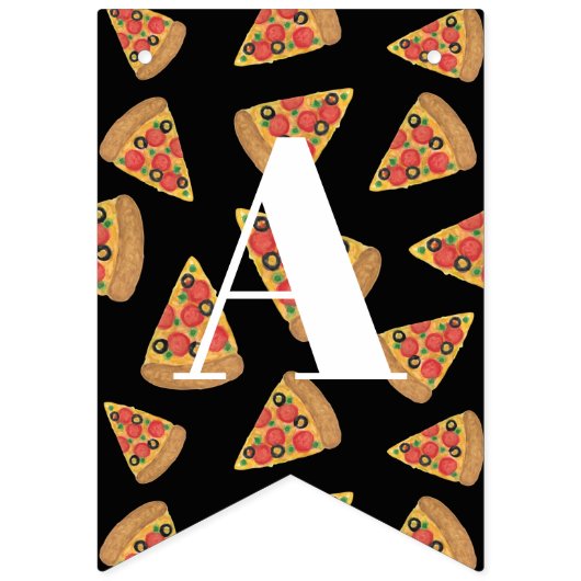 Happy Birthday Black Pizza Party Bunting Banner (Dritte Fahne)
