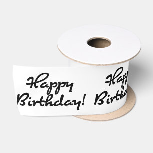Happy Birthday Black Script Satinband