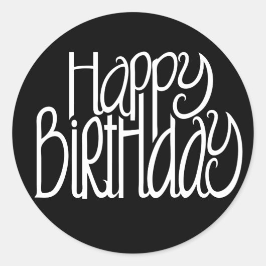 Happy Birthday Black Sticker (Vorderseite)