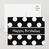 Happy Birthday Black & White Polka Dot Post Card Postkarte (Vorne/Hinten)