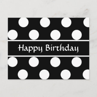 Happy Birthday Black & White Polka Dot Post Card Postkarte