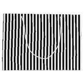 Happy Birthday Black/White Simple Stripes Pattern Große Geschenktüte (Rückseite)