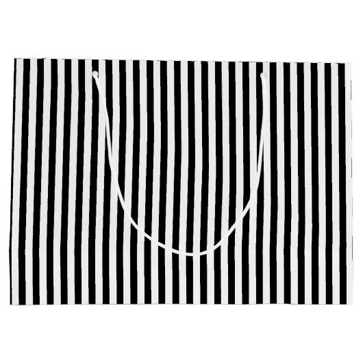Happy Birthday Black/White Simple Stripes Pattern Große Geschenktüte (Rückseite)