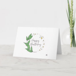 Happy Birthday Blätter and Stars Card Dankeskarte