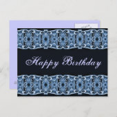 Happy Birthday Blau Postkarte (Vorne/Hinten)