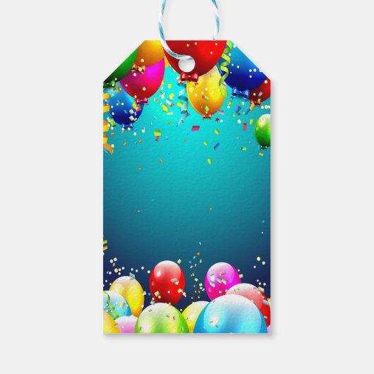 Happy Birthday - Blauer Farbige Balkone - Anpassen Geschenkanhänger (Rückseite)