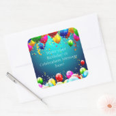 Happy Birthday - Blauer Farbige Balkone - Anpassen Quadratischer Aufkleber (Umschlag)