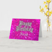Happy Birthday Bling Pink Grußkarte Karte (Gelbe Blume)