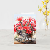 Happy Birthday Blooming Lily Blume Illustration Karte (Gelbe Blume)