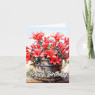 Happy Birthday Blooming Lily Blume Illustration Karte