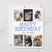 Happy Birthday Blue 6 Foto Collage Grußkarte (Vorderseite)