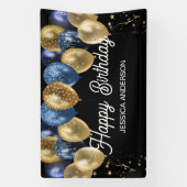 Happy Birthday Blue and Gold Balloons  Banner (Vertikal)