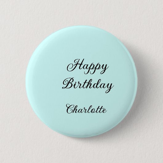 Happy birthday blue background name stylish elegan button (Vorderseite)