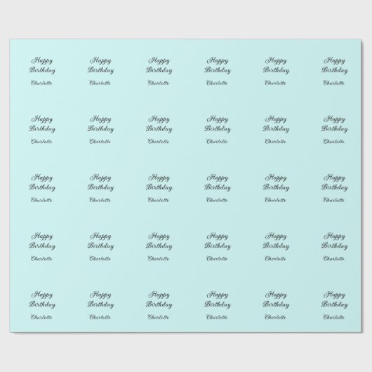 Happy birthday blue background name stylish elegan geschenkpapier (Flach)