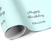 Happy birthday blue background name stylish elegan geschenkpapier (Rolleneckpunkt)