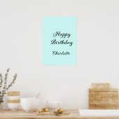 Happy birthday blue background name stylish elegan poster (Küche)