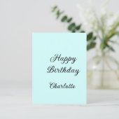 Happy birthday blue background name stylish elegan postkarte (Stehend Vorderseite)