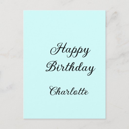 Happy birthday blue background name stylish elegan postkarte (Vorderseite)
