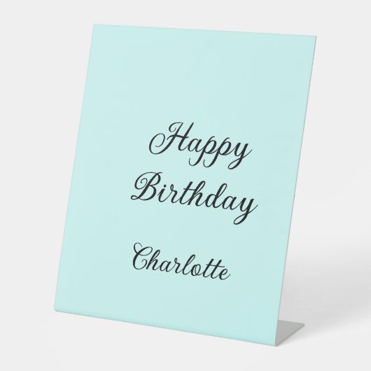 Happy birthday blue background name stylish elegan sockelschild (Vorderseite)