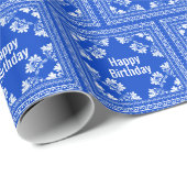 Happy Birthday Blue Bandana Geschenkpapier (Rolleneckpunkt)