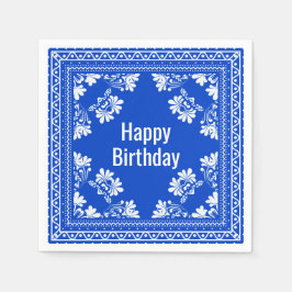 Happy Birthday Blue Bandana Serviette