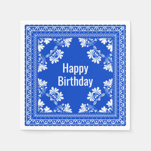 Happy Birthday Blue Bandana Serviette
